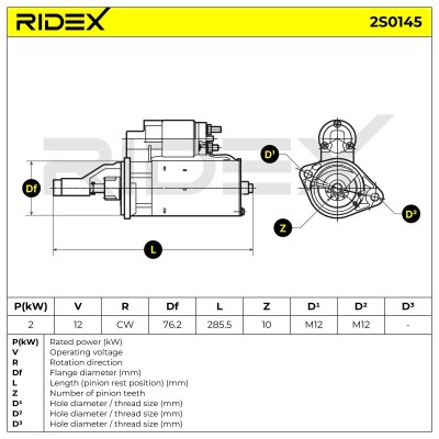 Anlasser RIDEX 2S0145 2S0145 - foto 7