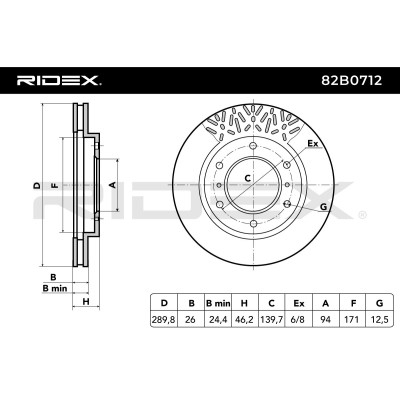 Bremsscheibe RIDEX 82B0712 82B0712 - foto 8
