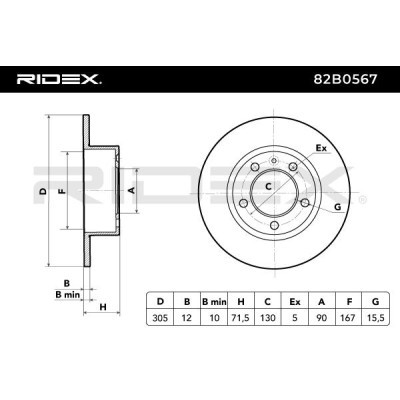 Bremsscheibe RIDEX 82B0567 82B0567 - foto 4