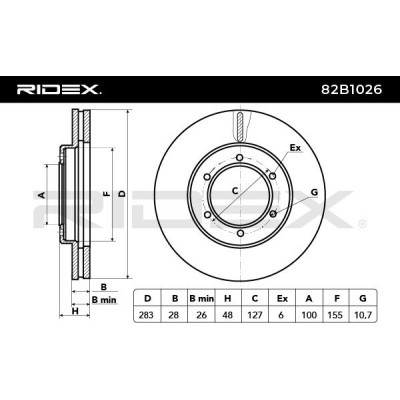 Bremsscheibe RIDEX 82B1026 82B1026 - foto 3