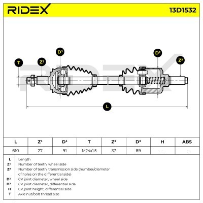 Antriebswelle RIDEX 13D1532 13D1532 - foto 7