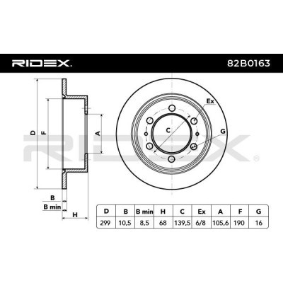 Bremsscheibe RIDEX 82B0163 82B0163 - foto 5