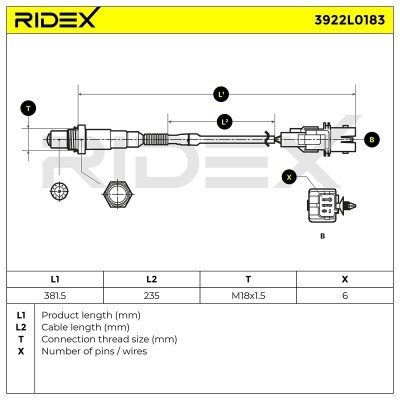 Lambdasonde RIDEX 3922L0183 3922L0183 - foto 6