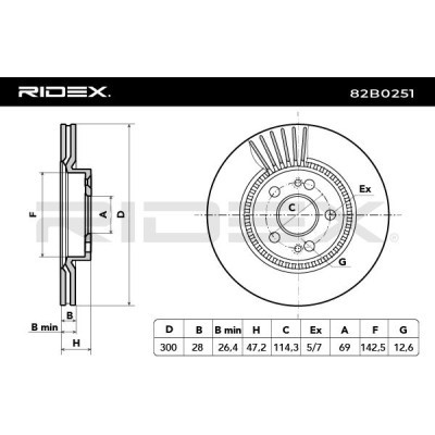 Bremsscheibe RIDEX 82B0251 82B0251 - foto 3