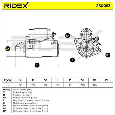 Anlasser RIDEX 2S0053 2S0053 - foto 7