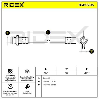 Bremsschlauch RIDEX 83B0205 83B0205 - foto 6