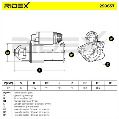Anlasser RIDEX 2S0657 2S0657 - foto 6