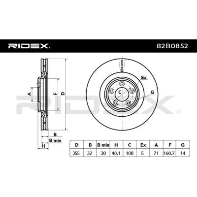 Bremsscheibe RIDEX 82B0852 82B0852 - foto 6