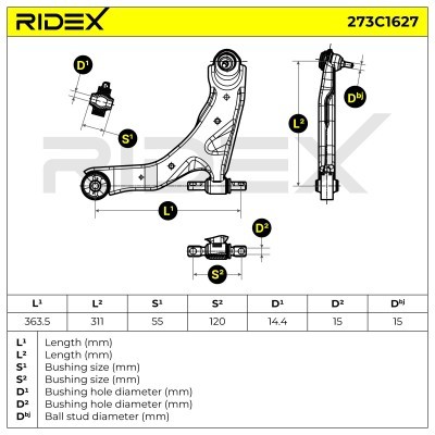 Querlenker RIDEX 273C1627 273C1627 - foto 7