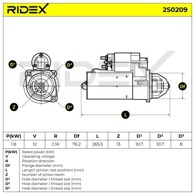 Anlasser RIDEX 2S0209 2S0209 - foto 7