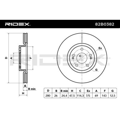 Bremsscheibe RIDEX 82B0382 82B0382 - foto 4