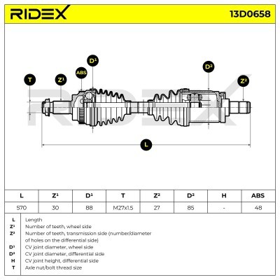 Antriebswelle RIDEX 13D0658 13D0658 - foto 7