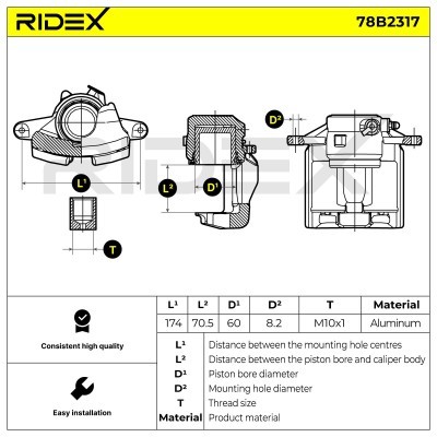 Bremssattel RIDEX 78B2317 78B2317 - foto 3
