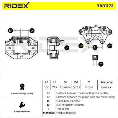 Bremssattel RIDEX 78B1172 78B1172 - foto 7