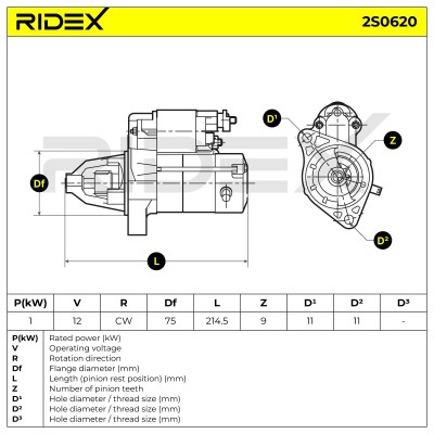 Anlasser RIDEX 2S0620 2S0620 - foto 6