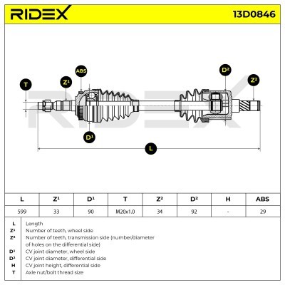 Antriebswelle RIDEX 13D0846 13D0846 - foto 7