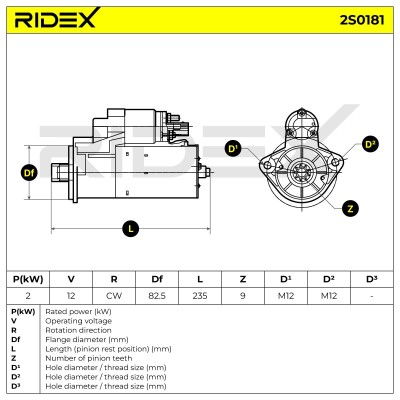 Anlasser RIDEX 2S0181 2S0181 - foto 7