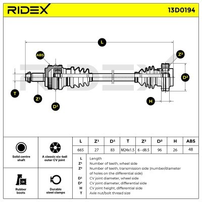 Antriebswelle RIDEX 13D0194 13D0194 - foto 3