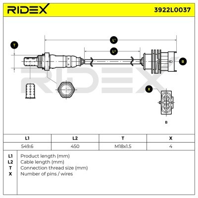 Lambdasonde RIDEX 3922L0037 3922L0037 - foto 5