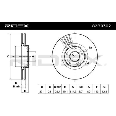 Bremsscheibe RIDEX 82B0302 82B0302 - foto 6
