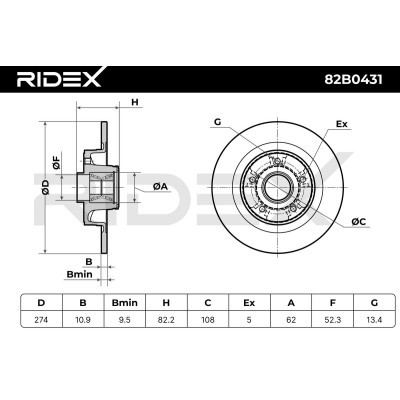 Bremsscheibe RIDEX 82B0431 82B0431 - foto 6