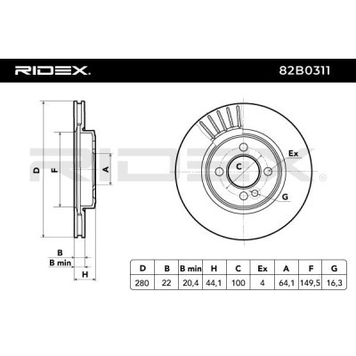 Bremsscheibe RIDEX 82B0311 82B0311 - foto 6