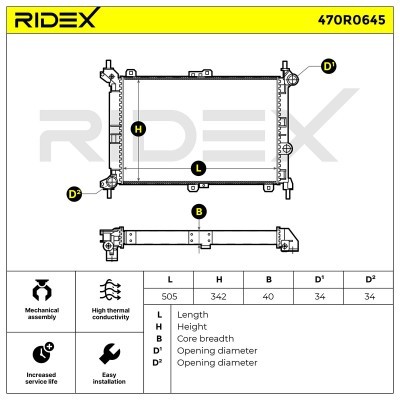 Kühler, Motorkühlung RIDEX 470R0645 470R0645 - foto 4