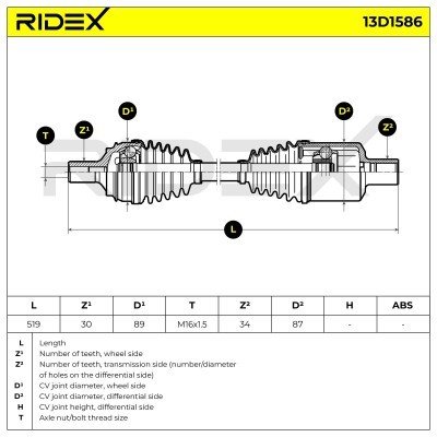 Antriebswelle RIDEX 13D1586 13D1586 - foto 7