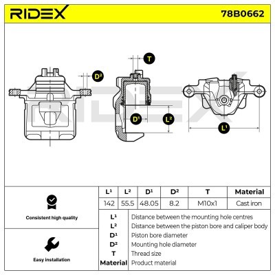 Bremssattel RIDEX 78B0662 78B0662 - foto 8
