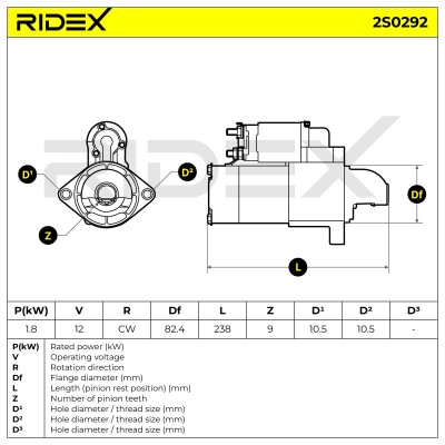 Anlasser RIDEX 2S0292 2S0292 - foto 7