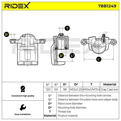 Bremssattel RIDEX 78B1249 78B1249 - foto 7