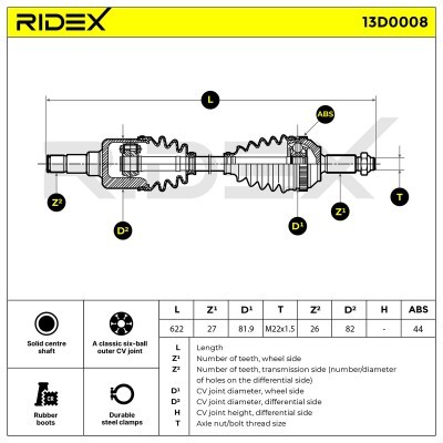 Antriebswelle RIDEX 13D0008 13D0008 - foto 7