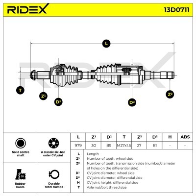 Antriebswelle RIDEX 13D0711 13D0711 - foto 6