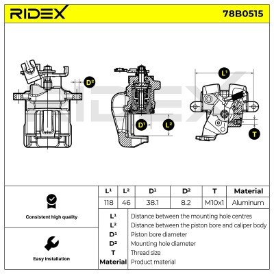 Bremssattel RIDEX 78B0515 78B0515 - foto 5