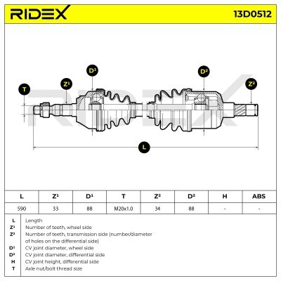 Antriebswelle RIDEX 13D0512 13D0512 - foto 6