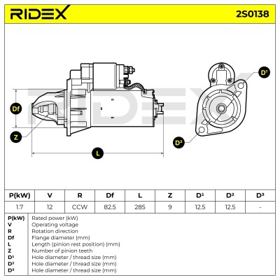 Anlasser RIDEX 2S0138 2S0138 - foto 6