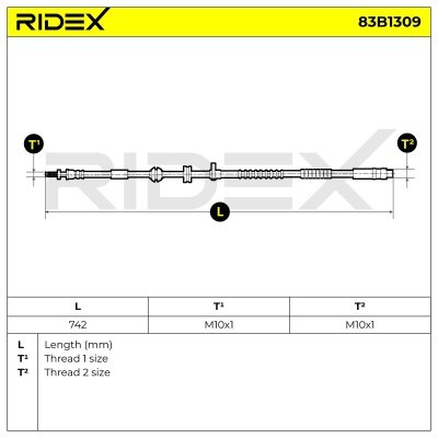 Bremsschlauch RIDEX 83B1309 83B1309 - foto 5