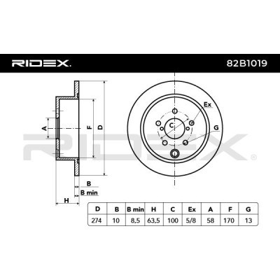 Bremsscheibe RIDEX 82B1019 82B1019 - foto 3