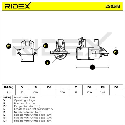 Anlasser RIDEX 2S0318 2S0318 - foto 7