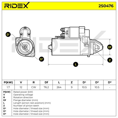 Anlasser RIDEX 2S0476 2S0476 - foto 7