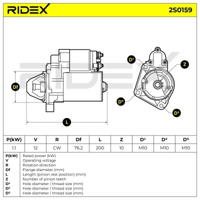 Anlasser RIDEX 2S0159 2S0159 - foto 11