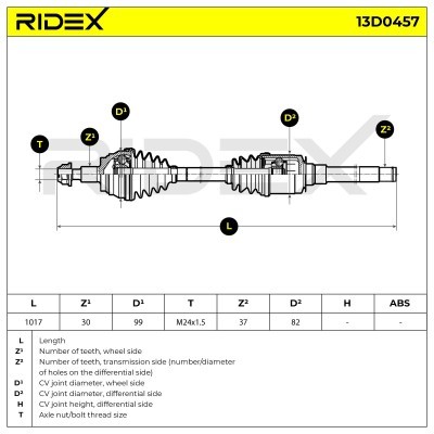 Antriebswelle RIDEX 13D0457 13D0457 - foto 7