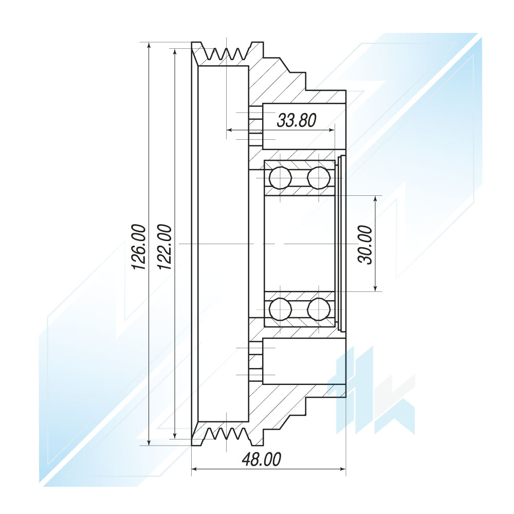 Klimakompressor Riemenscheibe DENSO 10PA17C 4PK (PV4) Ø126/Ø122 BMW 111D117400 - foto 3