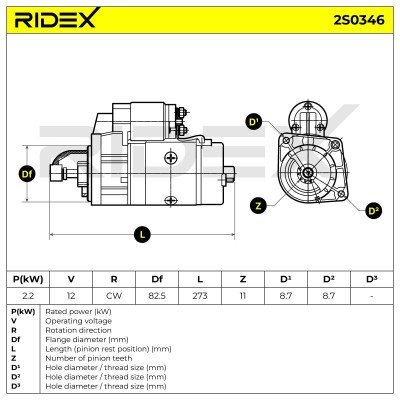 Anlasser RIDEX 2S0346 2S0346 - foto 7
