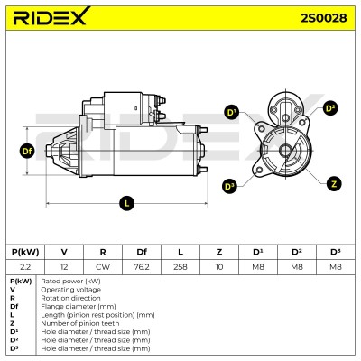 Anlasser RIDEX 2S0028 2S0028 - foto 8
