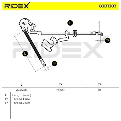 Bremsschlauch RIDEX 83B1303 83B1303 - foto 5