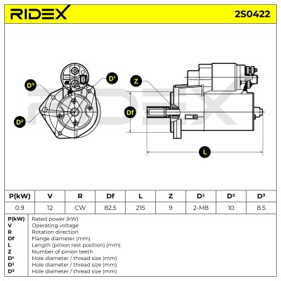 Anlasser RIDEX 2S0422 2S0422 - foto 6