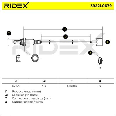 Lambdasonde RIDEX 3922L0679 3922L0679 - foto 7