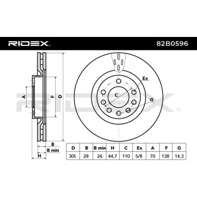 Bremsscheibe RIDEX 82B0596 82B0596 - foto 6
