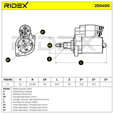Anlasser RIDEX 2S0400 2S0400 - foto 7